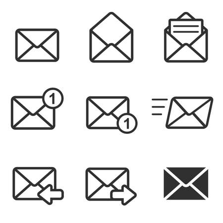 Email envelope icon vector illustration. Set of envelopes isolated on a white background. Symbol of mail, communication, communication.のイラスト素材