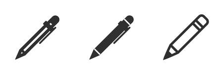 Pen and pencil icon and sign isolated on white background. line and glyph version, signature pen outline and filled vector sign. Symbol, logo illustration.のイラスト素材