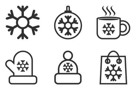 Set of winter and christmas vector line icons. Set of premium line symbols. Vector illustration isolated on white background. Web symbols for websites and mobile applications. Fashionable design.のイラスト素材