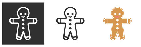 gingerbread man icon decorated with white glaze on a white background. Holiday and Christmas symbol. Food and sweets for childrenのイラスト素材