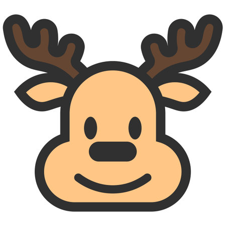 Cute deer head icon isolated on white background. Reindeer Christmas symbol, flat design template, Xmas deer. Vectorのイラスト素材