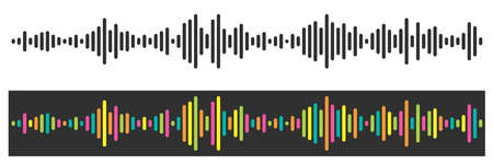 seamless sound waveform pattern for music player, podcasts, video editor, voise message in social media chats, voice assistant, recorder. vector illustration elementのイラスト素材