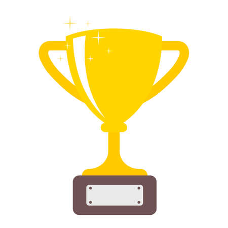 Trophy Flat Icon Isolated. For Mobile and Web. A symbol of victory, success and achievement. Glitter gold gobletのイラスト素材