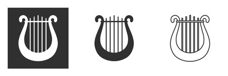 Harp and lyre icon vector template illustration design. Symbol of music, muse and inspiration. Calm melody and lullaby. Vector illustration isolatedのイラスト素材