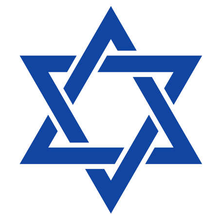 Star david. Icon of jewish star. Jew hexagram. Icon for israel, judaism and hanukkah. Sign of hebrew. Blue for passover, jerusalem, magen. Symbol of shalom. Banner for hashana. Vector.のイラスト素材
