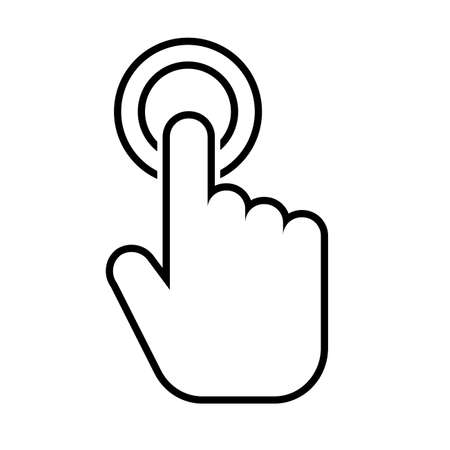 Click hand outline icon. linear style sign for mobile concept and web design. Touching finger simple line vector icon. Symbol,  illustration. Pixel perfect vector graphicsのイラスト素材