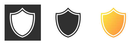 Shield icon in filled in gray, white and color. Vector illustration isolated on background. designs can be used for mobile, ui, webのイラスト素材