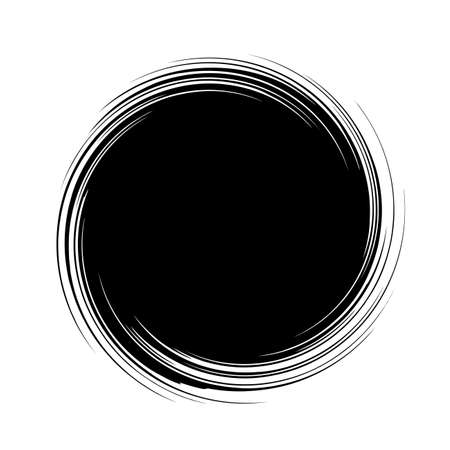 Vector grunge circle, grunge round shape, grunge banner - swirling circle with black color isolated on white background. Graphic design element for web, corporate identity, cards, prints etc. vector illustrationのイラスト素材