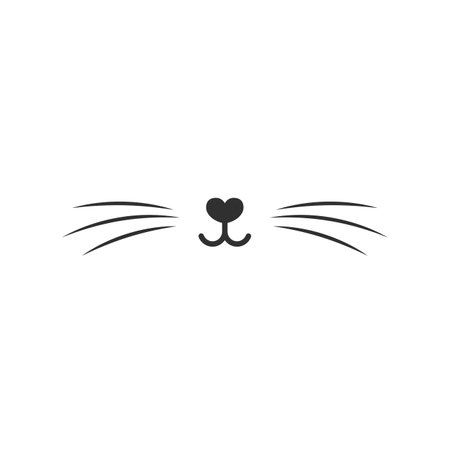 cat's nose and mustache in dark color, isolated on white background. Minimalism cat illustration.のイラスト素材