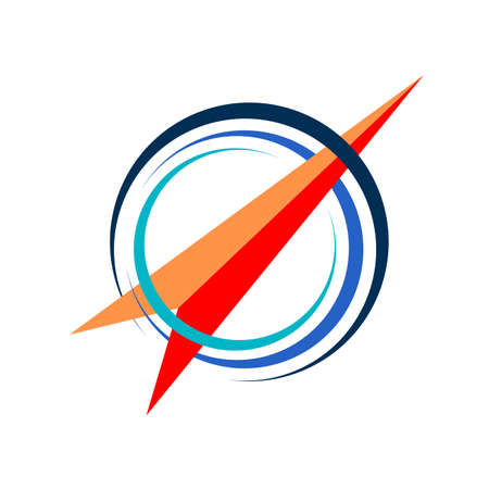 Compass arrow template illustration design. vector illustration. navigational compass line art icon for apps and website. aviation trainingのイラスト素材