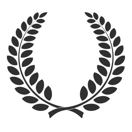 Floral heraldic element of laurel wreath in grey, decoration  of heraldic coat of arms isolated on white background, symbol of victory. vector illustrationのイラスト素材