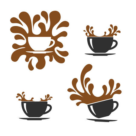 Vector coffee cup with splashes. set of cups with drinks. vector illustrationのイラスト素材