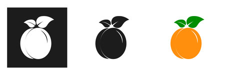 Apricot fruit icon in flat style. Vector illustration of peach dessert. Concept for vegan sites, eco foodのイラスト素材
