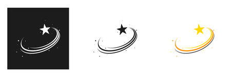 Flying star icon with curling tail and magic concept. Shooting star isolated from the background....
