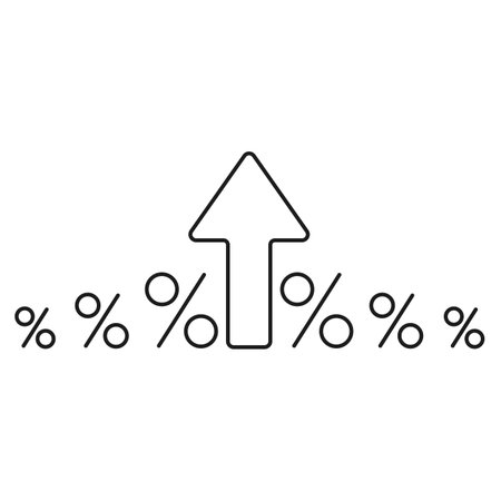 Discount increase arrow outline icon. linear style sign for mobile concept and web design. Percentage arrow up simple line vector icon. Symbol, logo illustration. Pixel perfect vector graphicsのイラスト素材