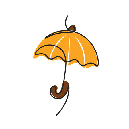 Continuous line illustration depicting an umbrella. The concept of autumn, rain, rainy weather. fashion minimalist illustrationのイラスト素材