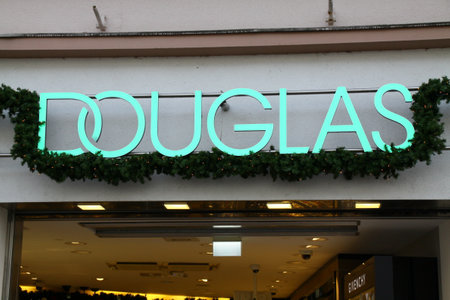 paderborn, nrw, germany, november 14. 2020, view into the branch of the cosmetics retail chain Douglas in the shopping street of Paderborn, NRW, Germanyのeditorial素材