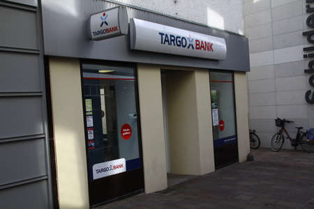 paderborn, north rhine westphalia, germany, march 16. 2022, entrance of the targo bank branch in paderbornのeditorial素材