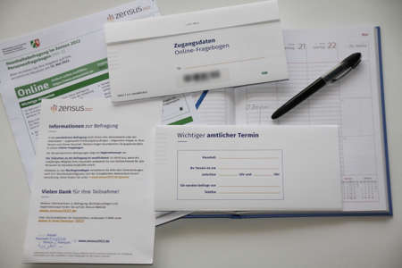 Dusseldorf, North Rhine-Westphalia, Germany, forms for the 2022 census referendumのeditorial素材