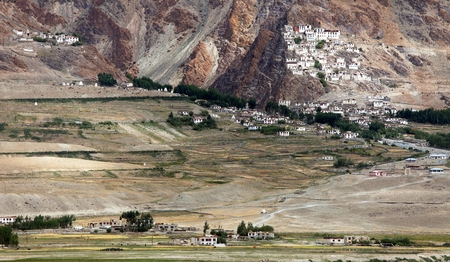 Karsha gompa buddhist monastery in Zanskar valley in India の写真素材