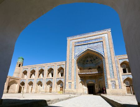 Mohammed Rakhim Khan Medressa in Itchan Kala  Ichon Qala  - Khiva  Chiva, Heva, Xiva, Chiwa, Khiveh  - Xorazm Province - Uzbekistan - Town on the silk roadの写真素材