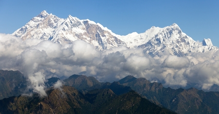 view of Annapurna Himal from Jaljala pass - Nepal - Asiaの写真素材