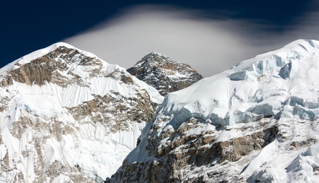 everest from way to everest base camp with cloud -khumbu valley - Neepalの写真素材