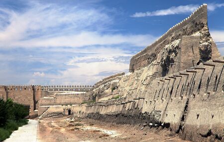 Old town walls with beautiful sky - Bukhara - Uzbekistanの写真素材