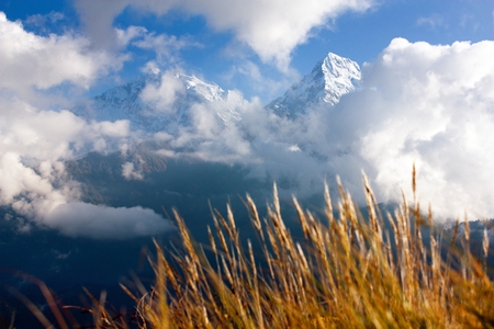 view from Poon Hill view point to Annapurna Hymalの写真素材
