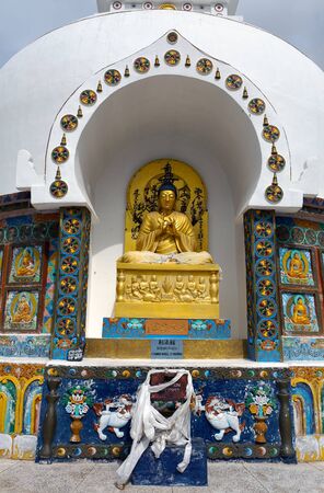 Detail of Tall Shanti Stupa near Leh - Jammu and Kashmir - Ladakh - Indiaの写真素材