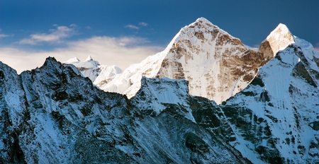 Morning view of Kangtega peak - way to Everest base camp - Nepalの写真素材