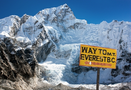 Nuptse peak near Gorak Shep village - Way to Everest base camp - Nepalの写真素材