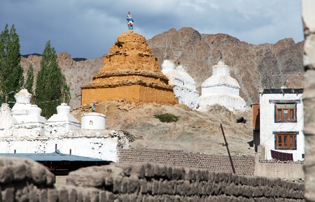 Stupas in Leh - Ladakh - Jammu and Kashmir - Indiaの写真素材