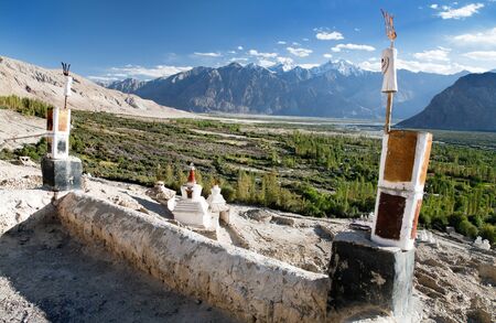 Nubra valley from roof of royal castle - Indian himalayas - Ladakh - Jammu and Kashmir - Indiaのeditorial素材
