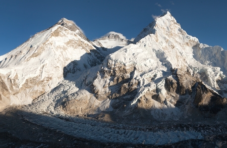 Evening view of Everest from Pumo Ri base camp - Way to Everest base camp - Nepalの写真素材