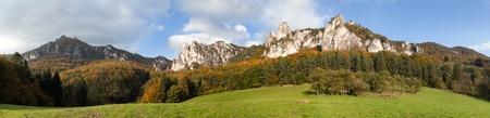 Panoramic autumnal view from Sulov rockies - sulovske skaly - Slovakiaの写真素材