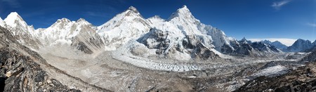 Beautiful view of mount Everest, Lhotse and nuptse from Pumori base camp - way to Everest base camp - Nepalの写真素材