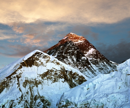 Evening view of Everest from Kala Patthar - trek to Everest base camp - Nepalの写真素材