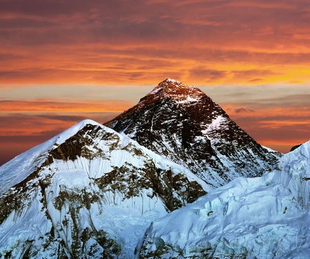 Evening view of Everest from Kala Patthar - trek to Everest base camp - Nepalの写真素材