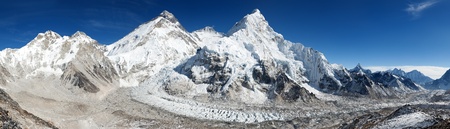 Beautiful view of mount Everest, Lhotse and nuptse from Pumori base camp - way to Everest base camp - Nepalの写真素材