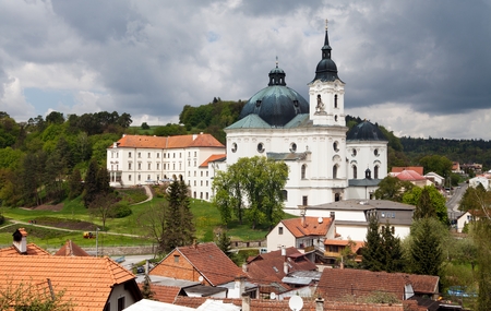 Pilgrimage Church and monastery in Krtiny village of the Name of Virgin Mary - monument from baroque architect Jan Blazej Santini Aichel - Czech Republicの写真素材