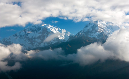 view from Poon Hill view point to Annapurna Hymalの写真素材