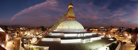 Evening view of Bodhnath stupa - Kathmandu - Nepalの写真素材