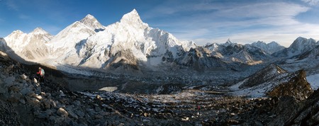 Evening view of Mount Everest from Kala Patthar - way to Everest base camp - sagarmatha national park - Nepalの写真素材