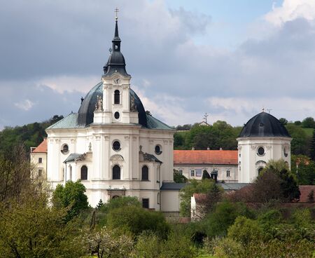 Pilgrimage Church and monastery in Krtiny village of the Name of Virgin Mary - monument from baroque architect Jan Blazej Santini Aichel - Czech Republicの写真素材