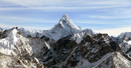 Evening view of Ama Dablam on the way to Everest Base Camp - Nepalの写真素材