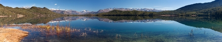 panoramic view of Rara Daha or Mahendra Tal Lake - Rara trek - West Nepalの写真素材