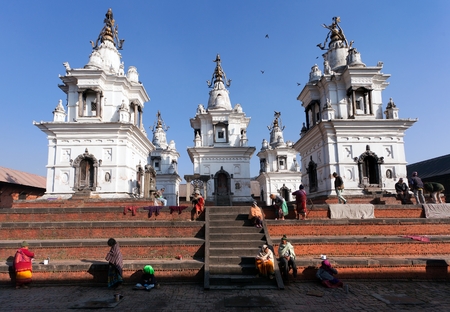 NEPAL KATHMANDU 16TH OF DECEMBER 2013  Old people in Rest home for old people in Pashupatinath Hinduist temple in Kathmanduのeditorial素材