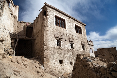Detail from old town - Leh - ladakh - Jammu and Kashmir - Indiaの写真素材