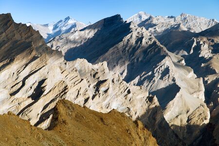 Mountain view from Zanskar trek, Ladakh, Jammu and Kashmir, Indiaの写真素材